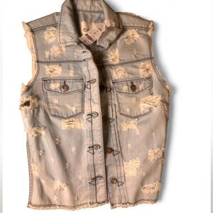 CARMAR Distressed Light Blue Denim Vest
